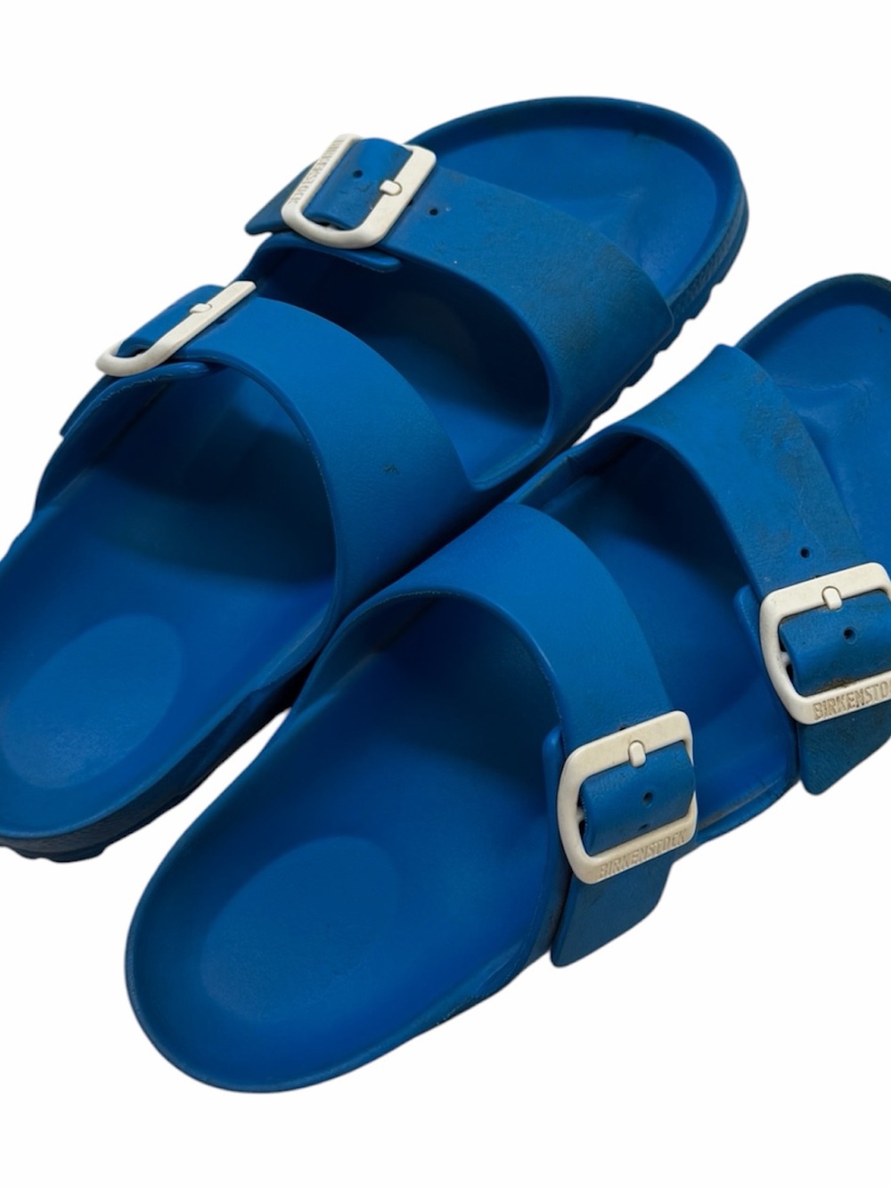Birkenstock EVA Arizona Sandals Cobalt Blue White Buckles EU 40 VGUC